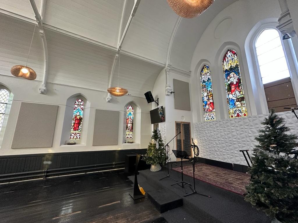 Church with acoustic panels on walls