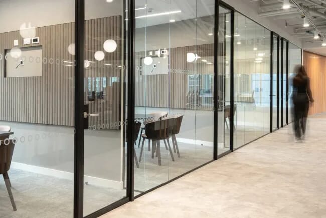 Acoustic panels installed in the meeting rooms of British Lands Storey offices, reducing noise transfer and improving speech clarity