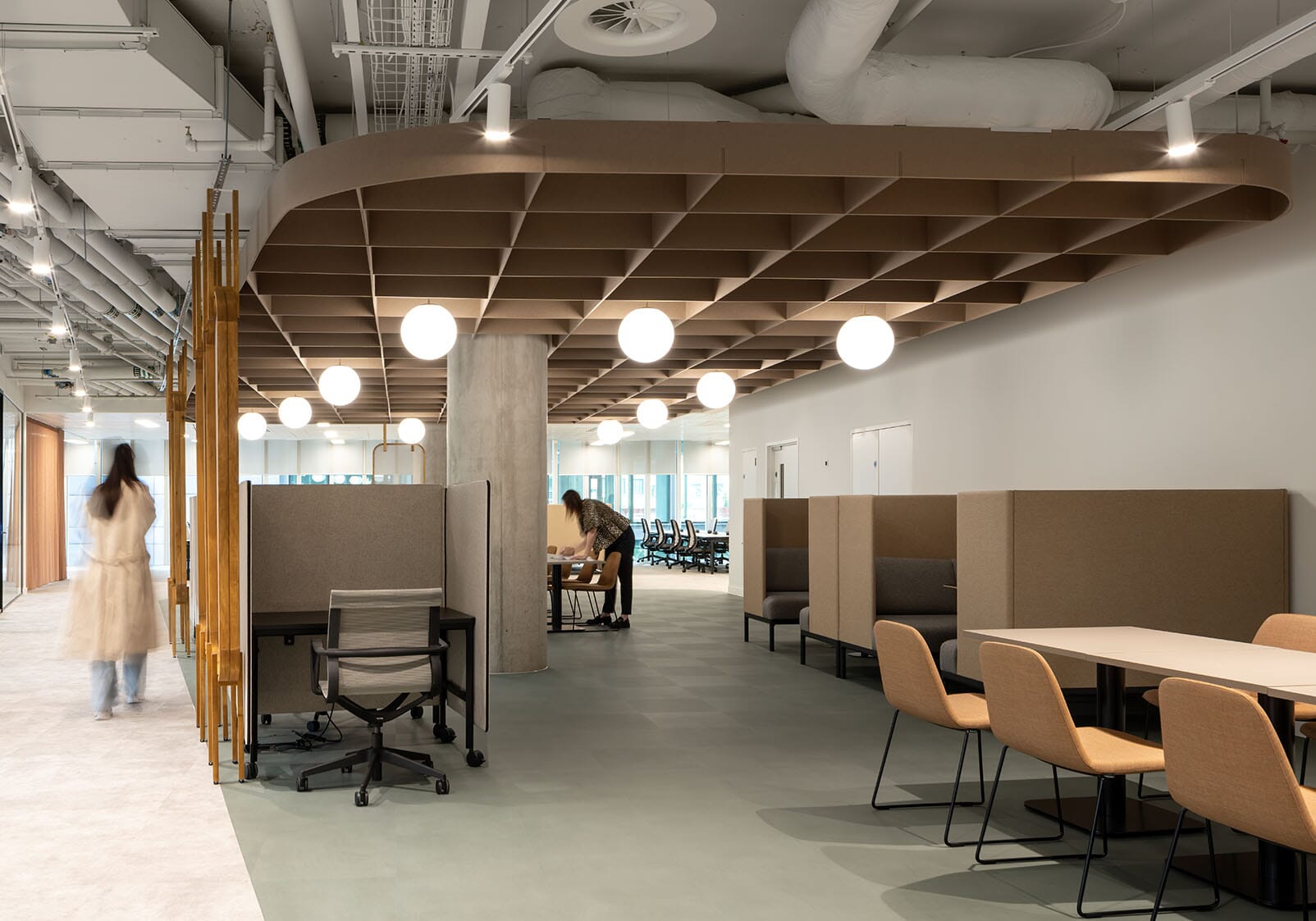 Acoufelt acoustic ceiling grid installed at British Land's Storey office to help manage noise in their open plan office