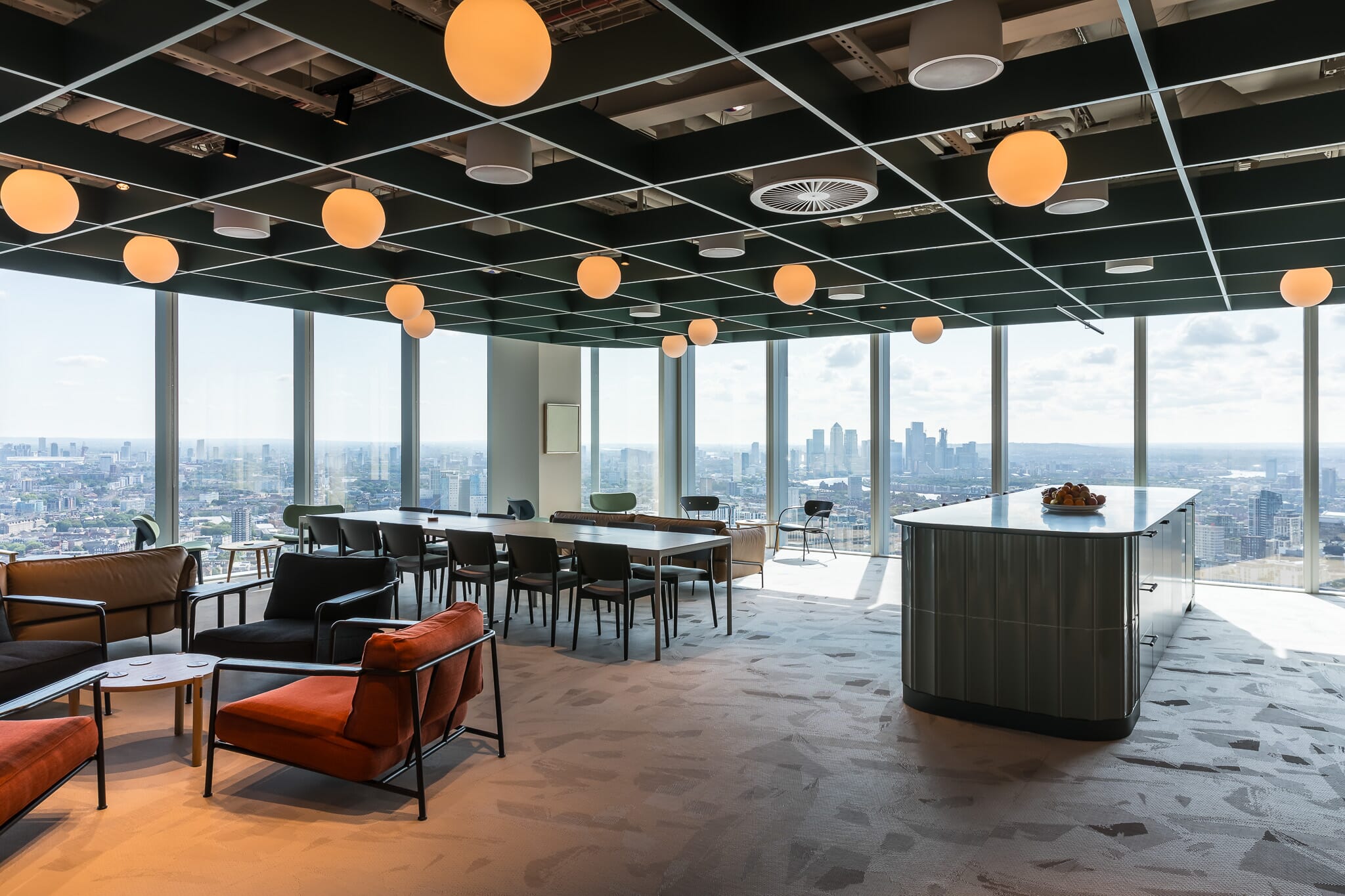 Open-plan office acoustic ceiling