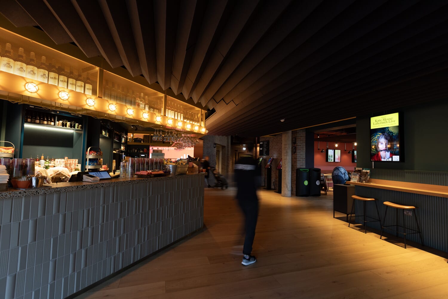 Beam Hertford Theatre reception area with an Autex Lanes acoustic ceiling