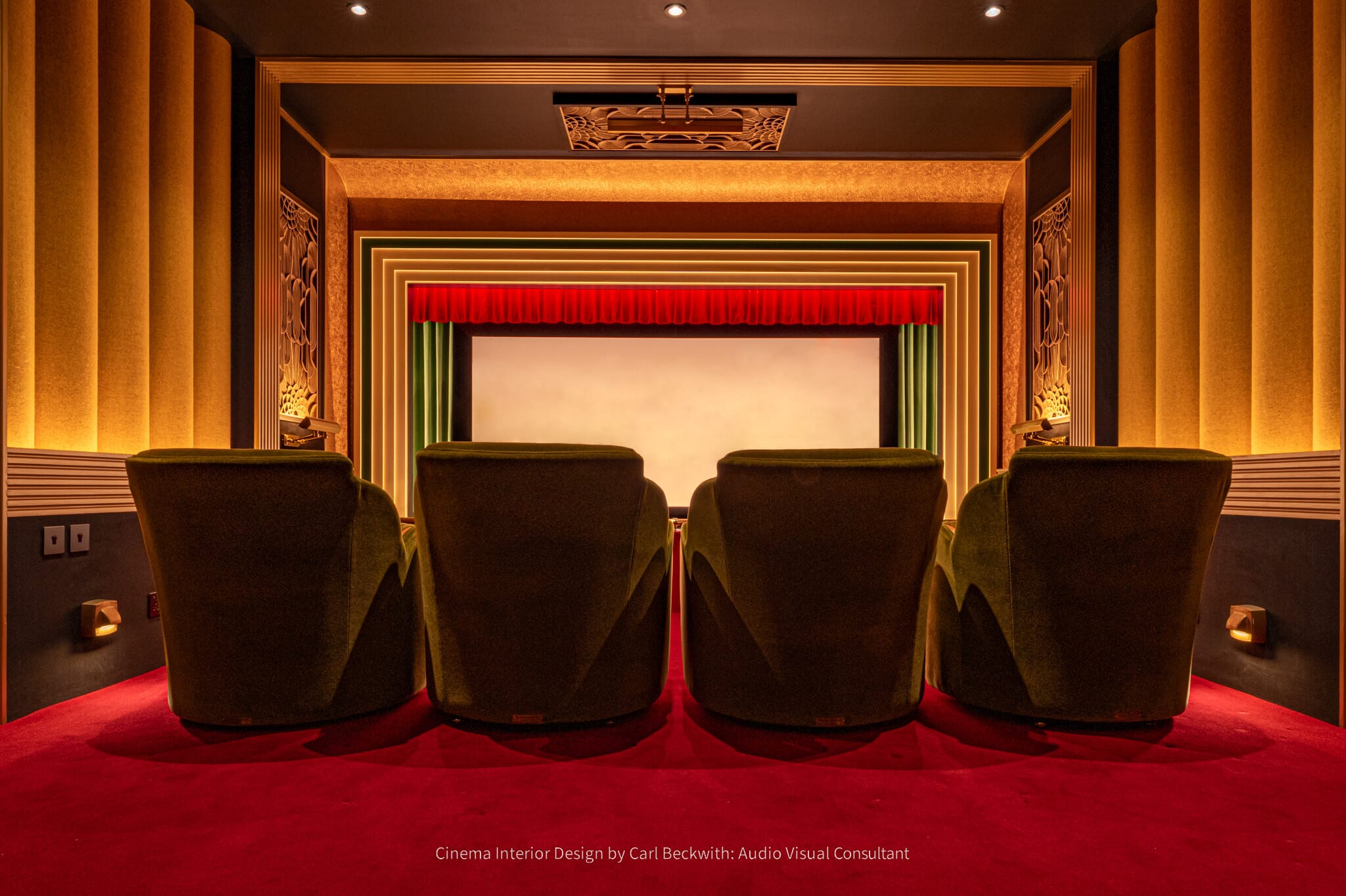 Home cinema with acoustic panels on walls