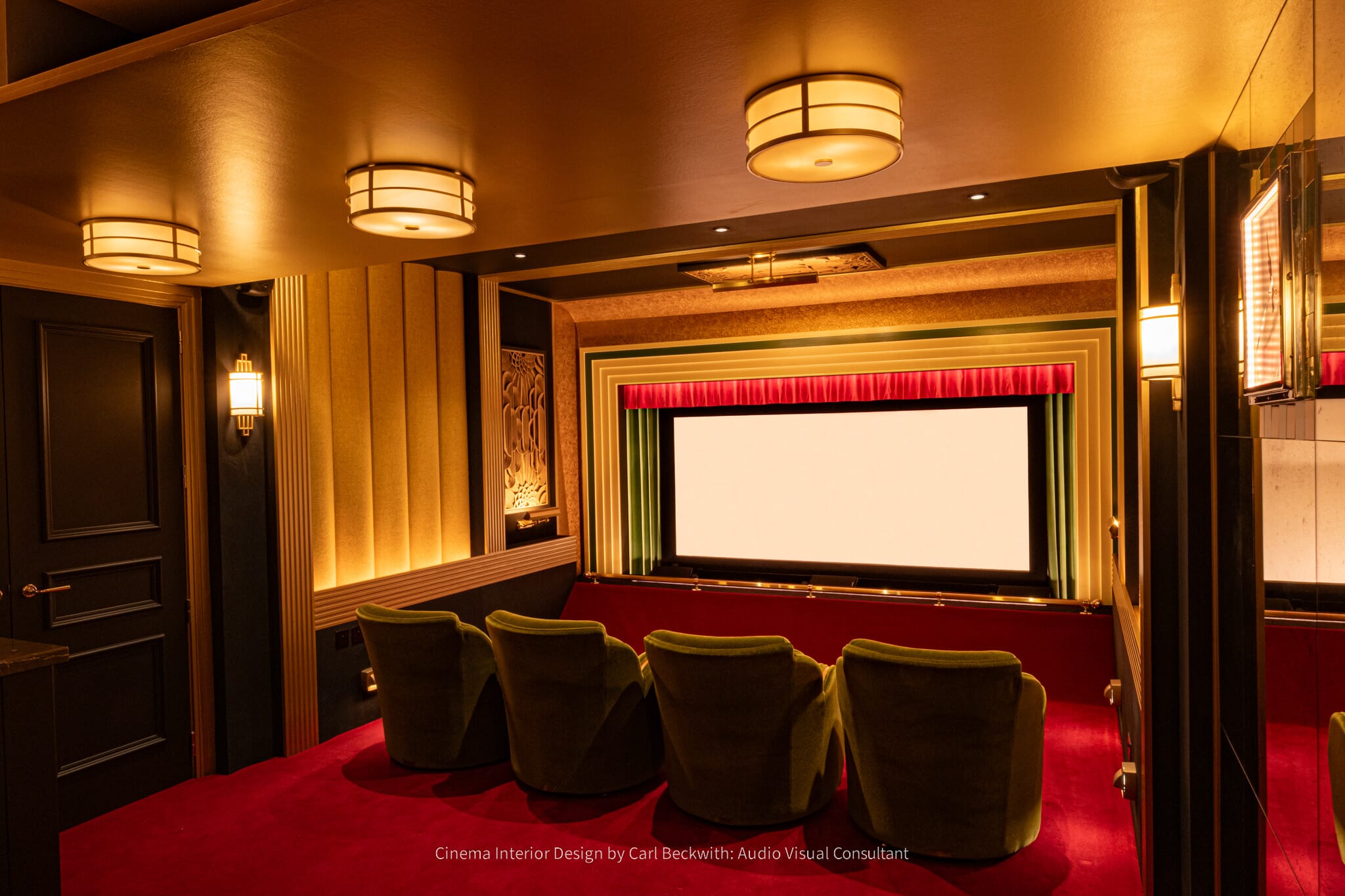 Abstracta Scala acoustic panels installed in a luxury home cinema, improving audio quality.