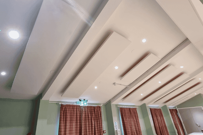 Town hall with acoustic panels on ceilings
