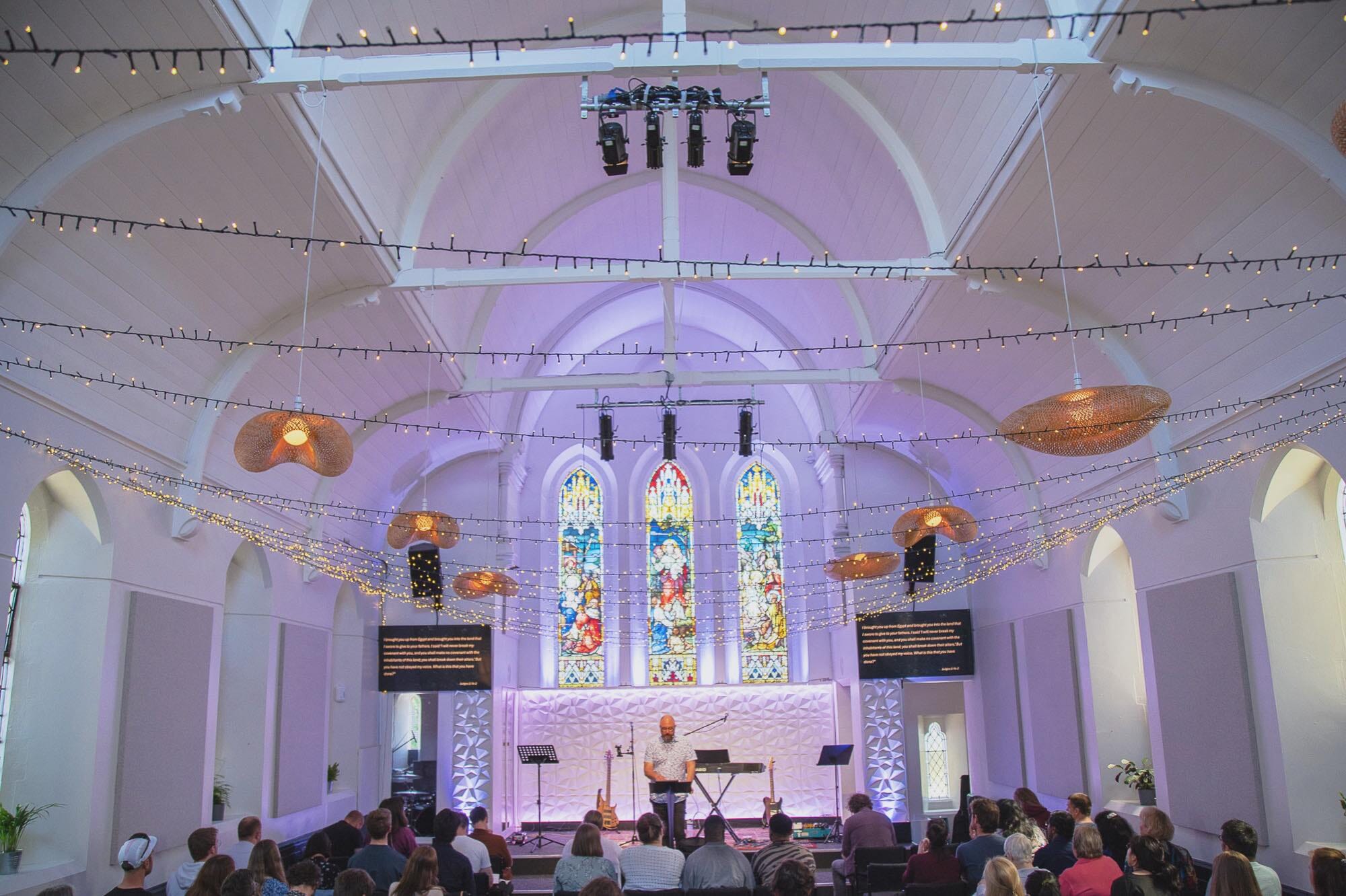 Church with acoustic panels on walls