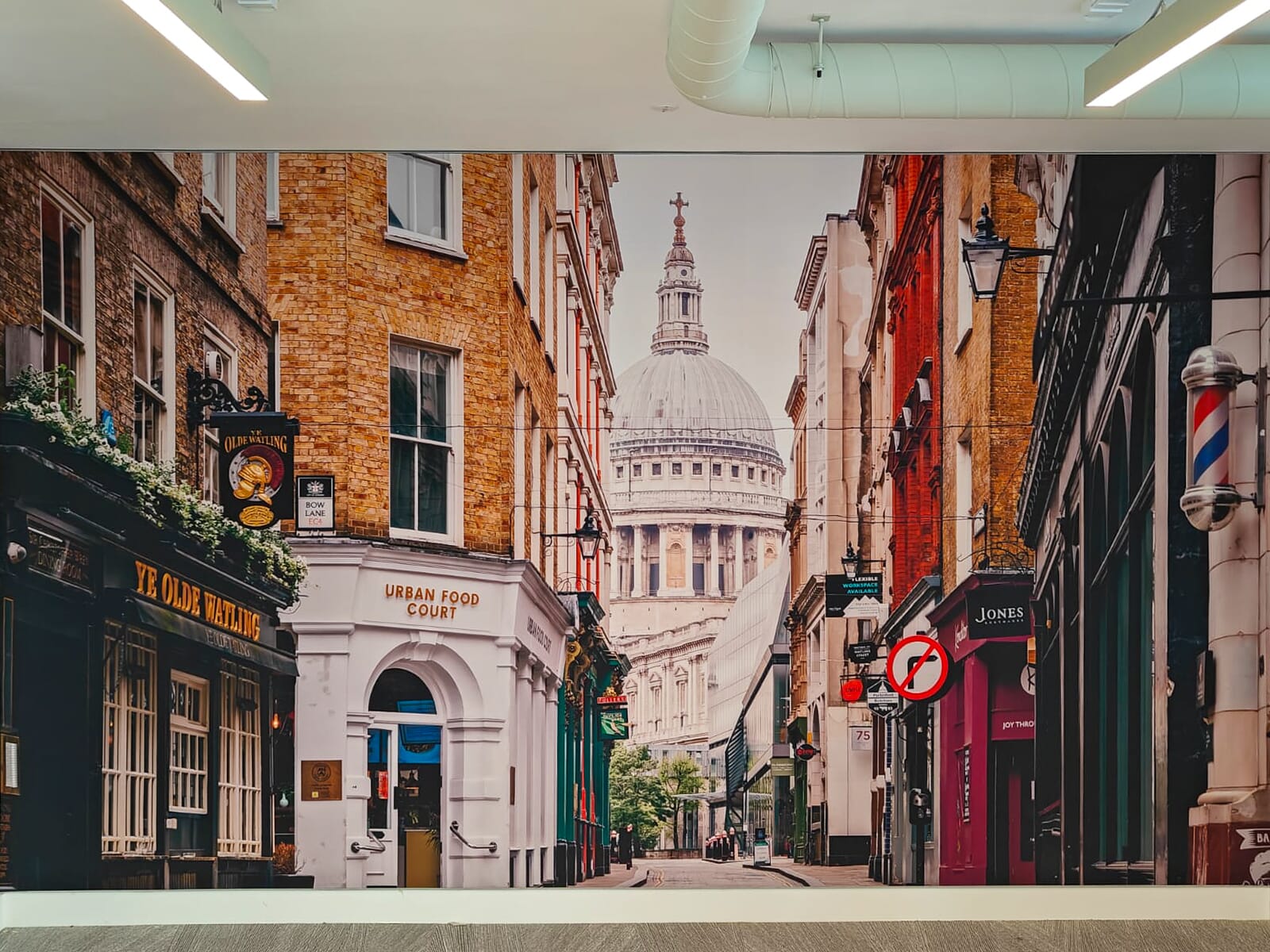 Custom printed image on a acoustic wall panel, reducing noise levels in the space