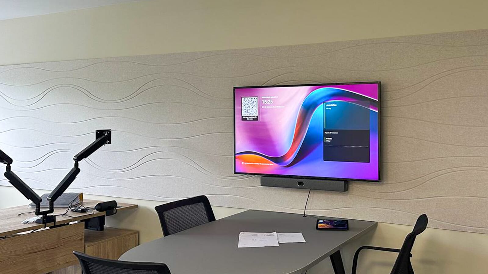 GB Acoustics wall panels installed in a meeting room to improve audio clarity