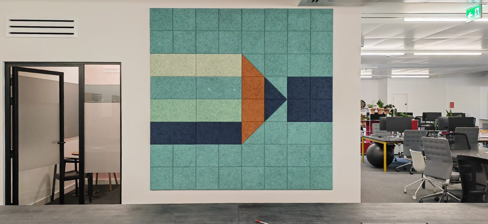 Baux Acoustic Tiles installed in Sea Container Open-plan office to reduce noise levels