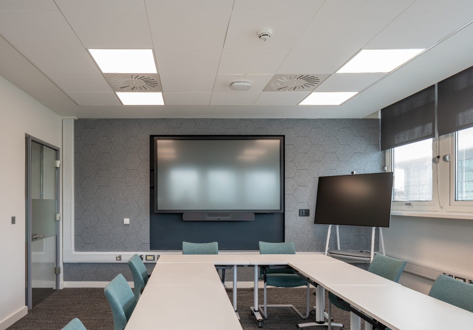 Acoustic panels installed at King College to improve acoustic comfort and reduce noise levels.