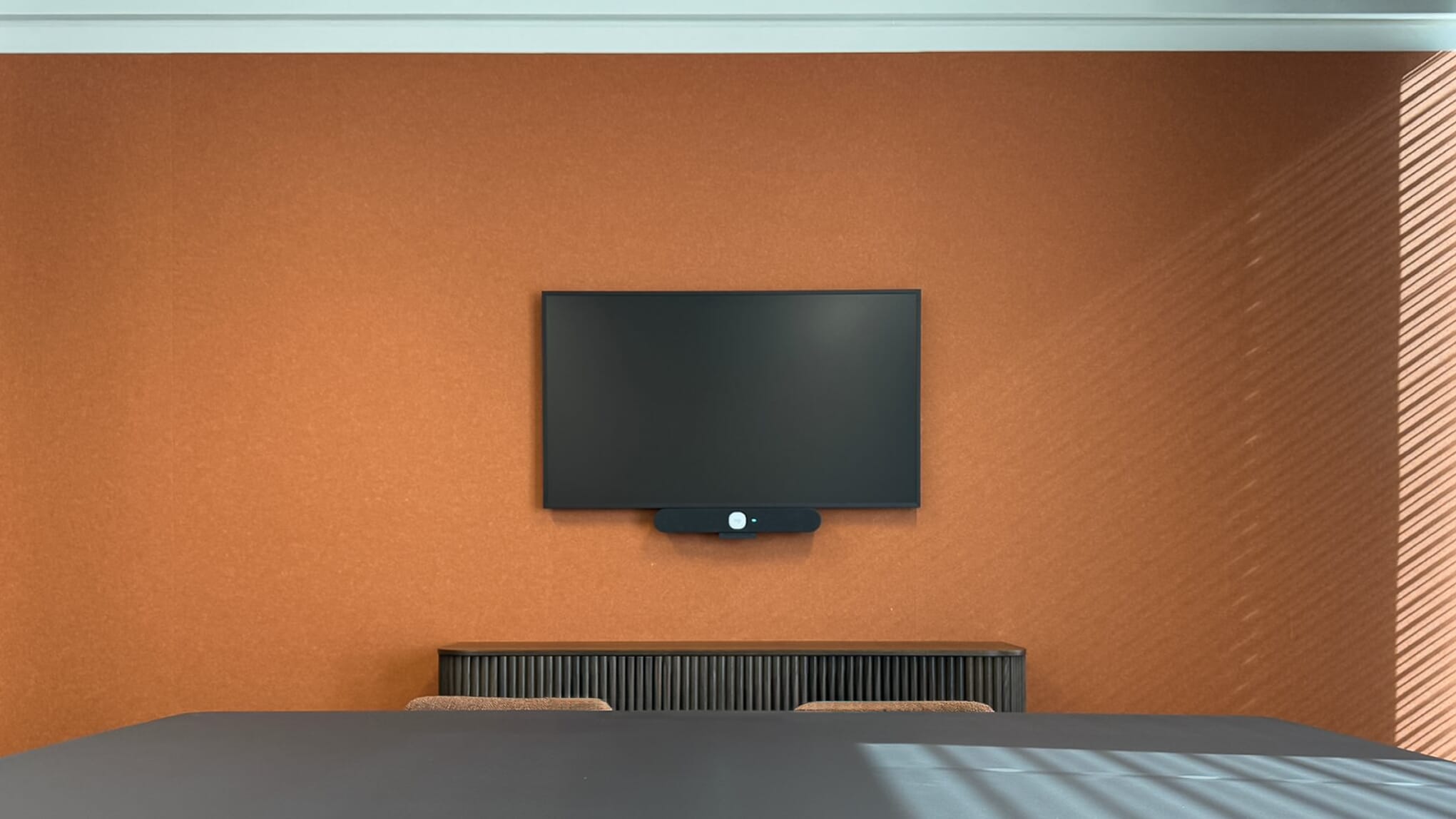 Acoustic wall panels installed in a Meeting room in Arbor London to improve speech clarity