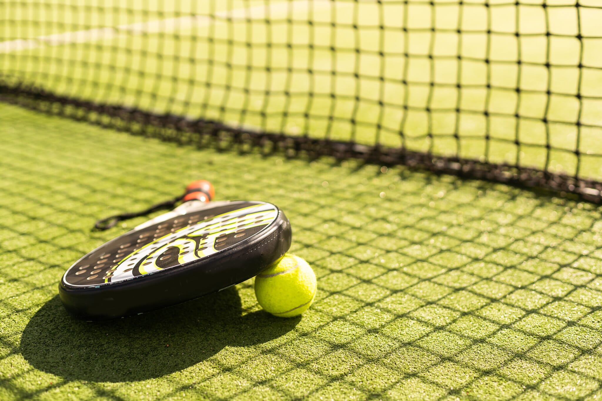 padel tennis racket sport court and balls