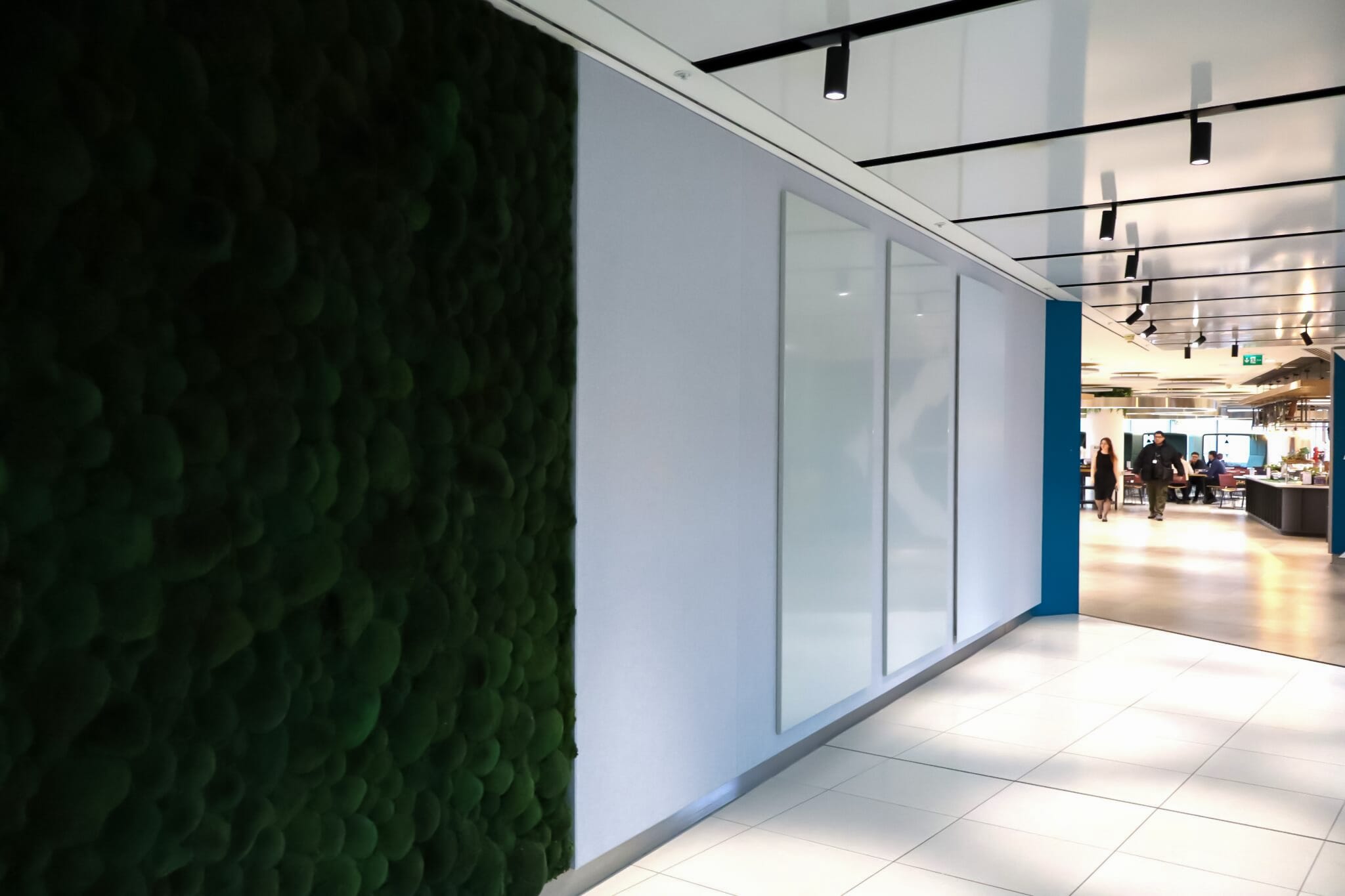 Tenso Wall acoustic panels installed at a office restaurant to reduce noise levels